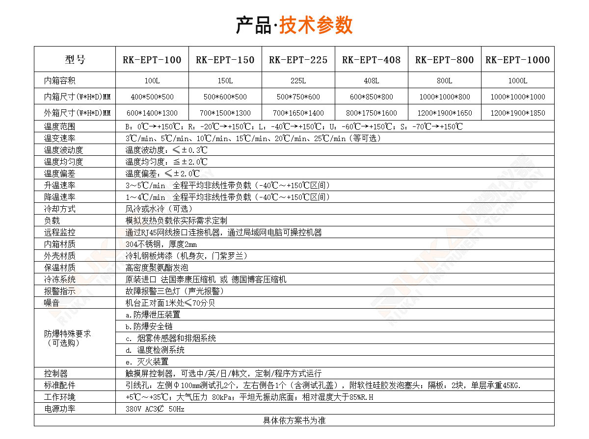 防爆高低溫試驗(yàn)箱規(guī)格參數(shù)